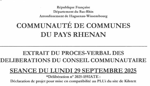 Déclaration de projet : mise en compatibilité au PLUi - Site de Kilstett Déclaration de projet : mise en compatibilité au PLUi - Site de Kilstett