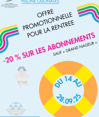 Fermeture annuelle et offre de rentrée à la piscine Odonates